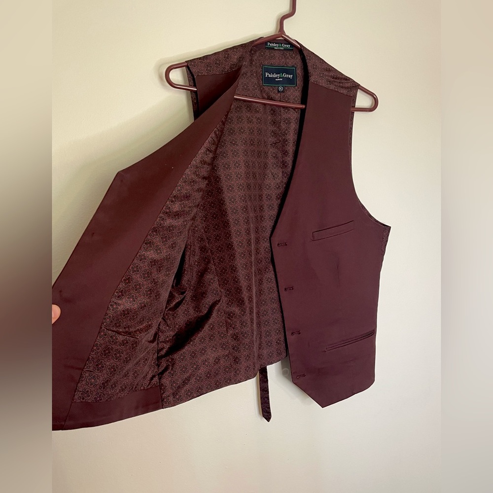 Paisley & Gray Burgundy Suit Vest and Pant.